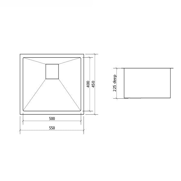 Seima Tetra Pro Single Bowl Inset/Overmount Kitchen Sink Dimensions