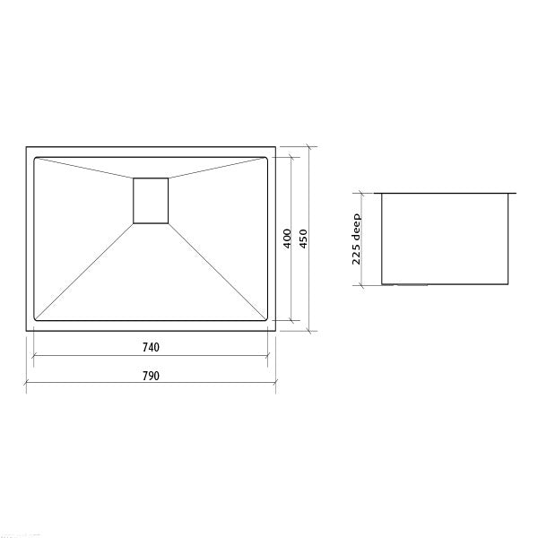 Seima Tetra Pro Single Large Bowl Inset/Overmount Kitchen Sink Dimensions