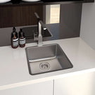 Seima Kubic Single Bowl Inset/Undermount Kitchen Sink featured on a white benchtop