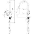 Technical Drawing: Star Mini Pull Out Kitchen Mixer Brushed Nickel