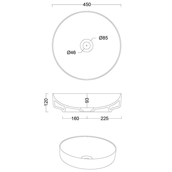 Technical Drawing - Studio Bagno Form Circle Basin