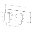 Sussex Suba Lever Dual Mixer System Chrome Technical Drawing  - The Blue Space
