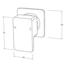Sussex Suba Lever Wall Mixer Chrome Technical Drawing - The Blue Space