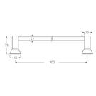 Sussex 3001 Single Towel Rail 700mm Technical Drawing - The Blue Space
