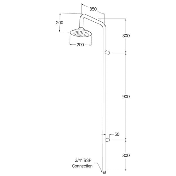 Technical Drawing - Sussex Monsoon Column Shower Cold