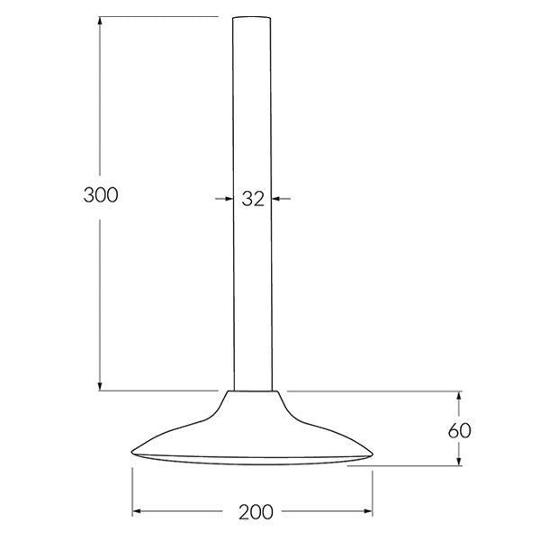 Technical Drawing - Sussex Monsoon Vertical Shower 300mm