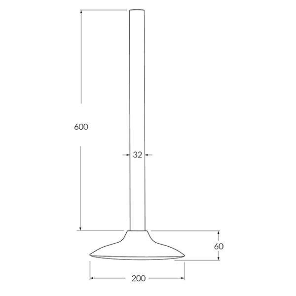 Technical Drawing - Sussex Monsoon Vertical Shower 600mm