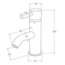 Sussex Voda Basin Mixer Chrome Technical Drawing - The Blue Space