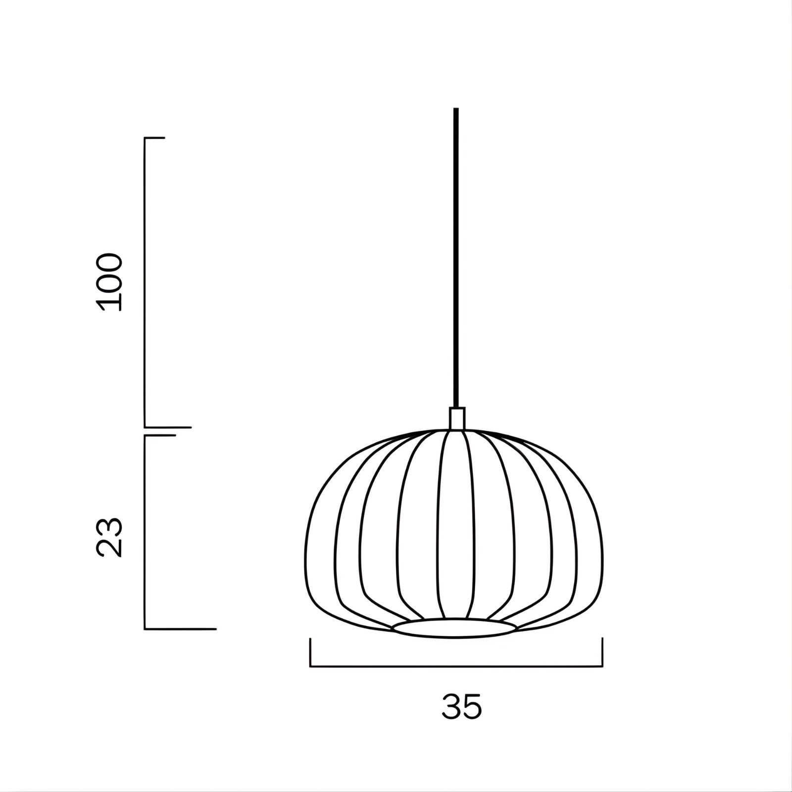 Line Drawing Telbix Coote E27 30cm Pendant White COOTEPE35-WH - The Blue Space