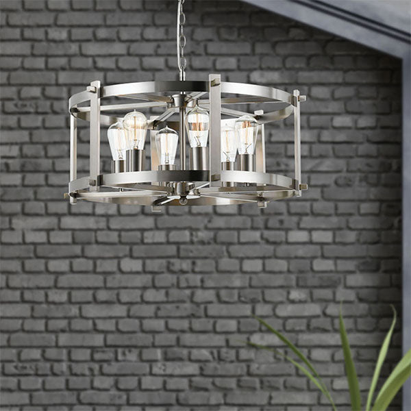 Telbix Finley ES 60cm 6 Light Pendant in Nickel | The Blue Space