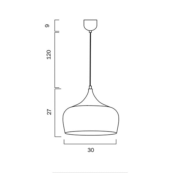Telbix Polk E27 30cm Pendant White
