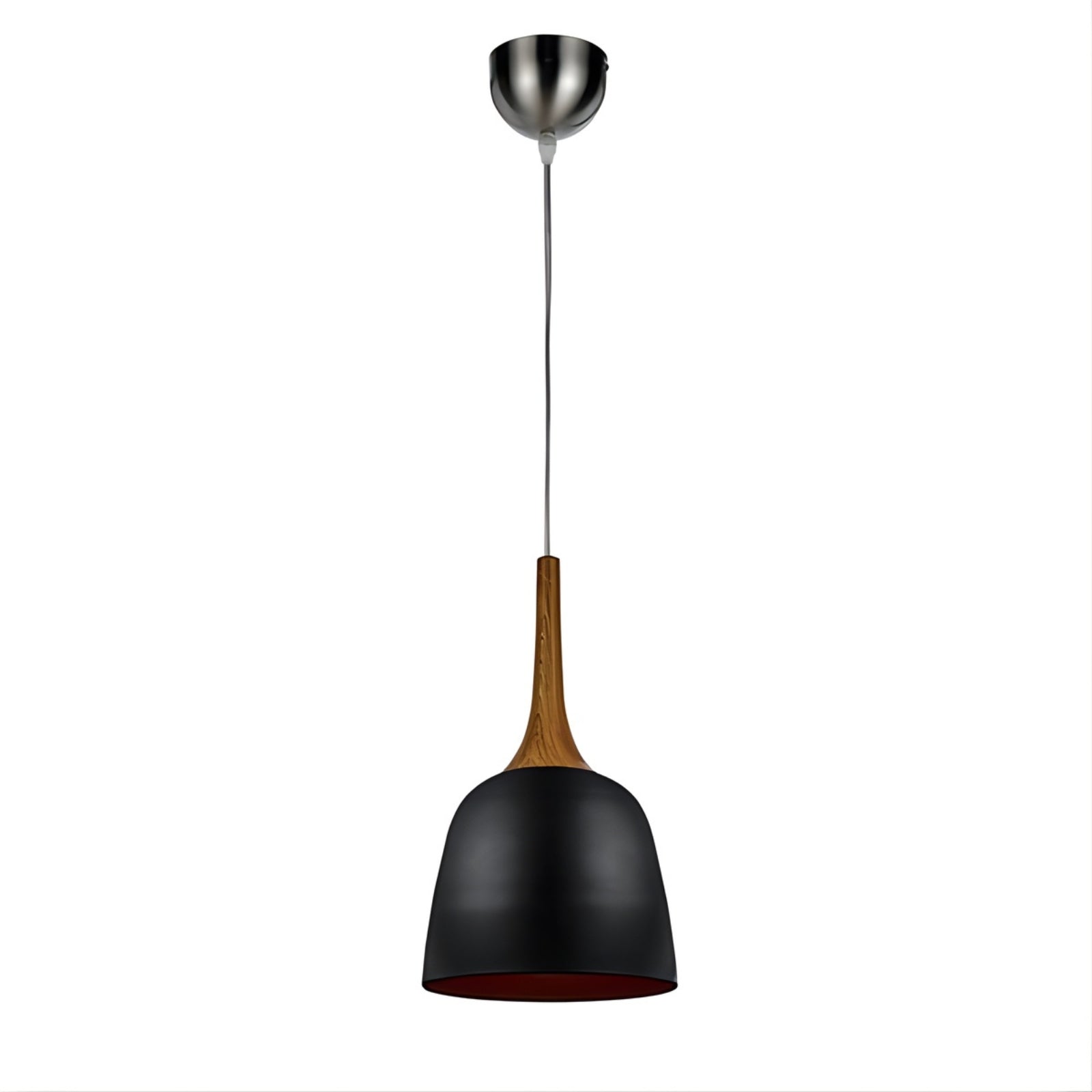 Telbix Polk E27 20cm Pendant Oak & Black POLKPE20-OKBK - The Blue Space