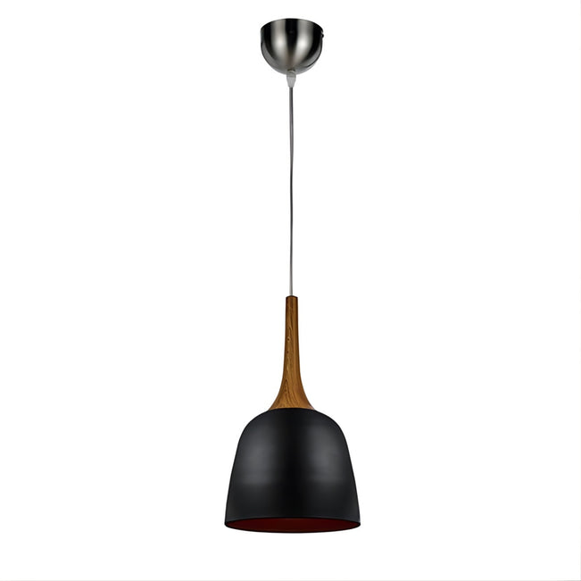 Telbix Polk E27 20cm Pendant Oak & Black POLKPE20-OKBK - The Blue Space