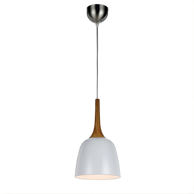Telbix Polk E27 20cm Pendant Oak & White POLKPE20-OKWH - The Blue Space