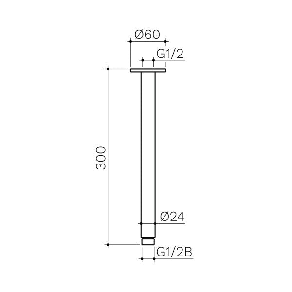 Clark Ceiling Arm 300mm - Brushed Nickel