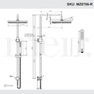 Technical Drawing: Meir Round Combination Shower Rail 300mm Rose & Hand Shower