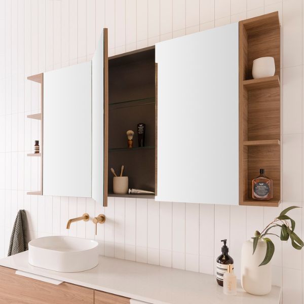 ADP Glacier Pro Shelf Mirrored Cabinet showing Glacier Pro premium Graphite interior and adjustable glass shelves - The Blue Space