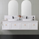 ADP London Wall Hung Bathroom Vanity Seashell Brushed Brass with Gold Handles - Sizes 600, 750, 900, 1200, 1500, 1800