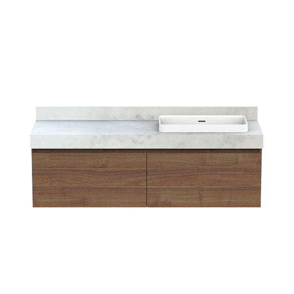 ADP Mayfair All-Drawer Wall Hung Vanity 1500mm Right Offset Basin Notaio Walnut Ravine | The Blue Space
