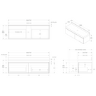 ADP Mayfair All-Drawer Wall Hung Vanity 1500mm Centre Bowl Technical Drawing - The Blue Space