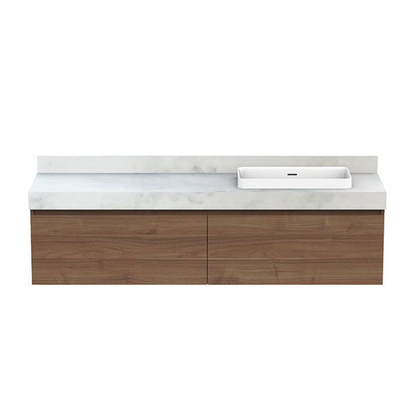 ADP Mayfair All-Drawer Wall Hung Vanity 1800mm Right Offset Basin Notaio Walnut Ravine | The Blue Space