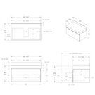 ADP Mayfair All-Drawer Wall Hung Vanity 900mm Technical Drawing - The Blue Space