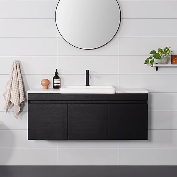 ADP Glacier Lite Semi Recessed All Door Slim 1200mm Centre Bowl vanity with Solid Surface Benchtop - The Blue Space