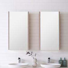 ADP Muse Mirrored Cabinet x 2 - Coastal Oak Woodmatt textured cabinet finish. - The Blue Space