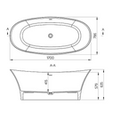 ADP Rise 1700mm Freestanding Bath Technical Dimensions