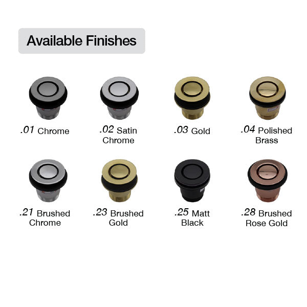 ART Australia Bath Pop Down Plug and Waste 40mm Finishes - The Blue Space