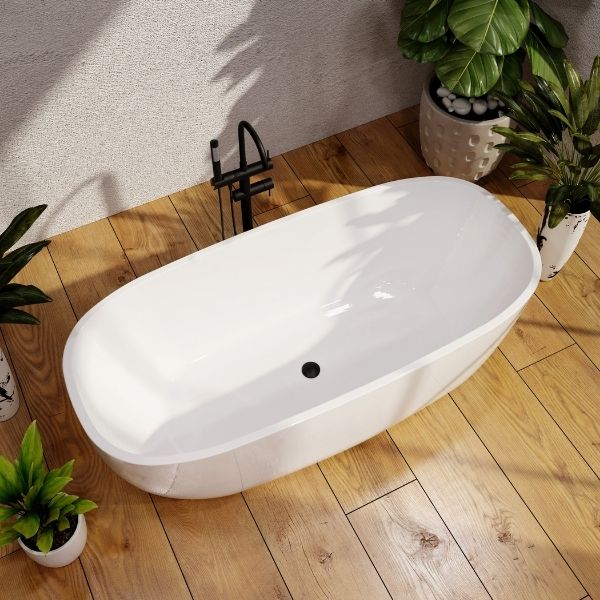 BelBagno Ally Rectangle Freestanding Bath White - The Blue Space