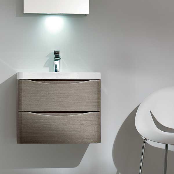 Ancona 600mm Wall Hung Vanity White Oak Wood Grain online at The Blue Space