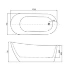 BelBagno Romano Freestanding Bath White BB15-1700 Technical Drawing - The Blue Space