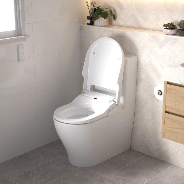 Caroma Livewell Bidet Luna cleanflush wall faced suite in modern bathroom design | The Blue Space