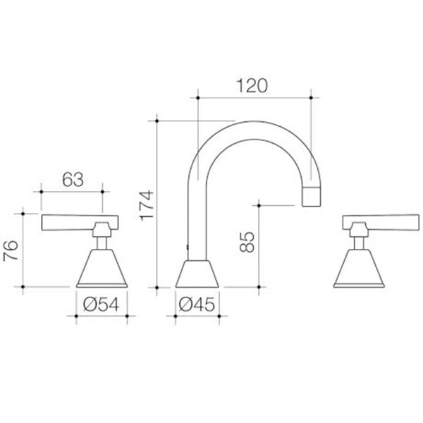 Caroma Elegance Lever Basin Top Assemblies Technical Drawing - Online at The Blue Space