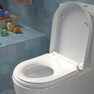 Caroma Family D Shape Toilet Seat with GermGard® in modern bathroom design - The Blue Space