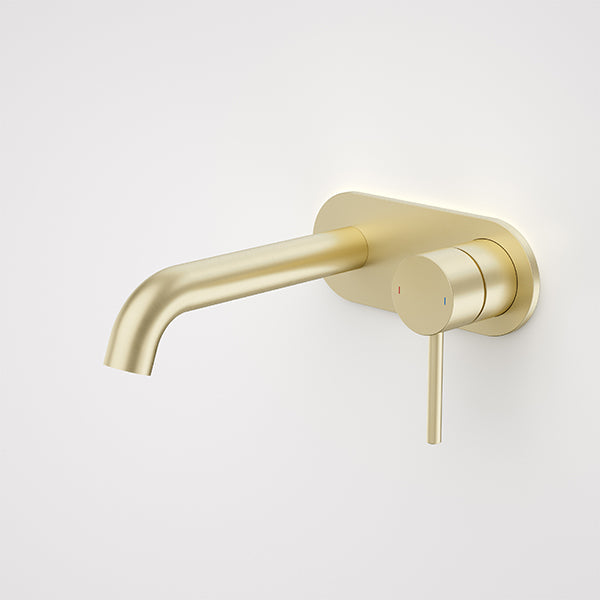 Caroma Liano II Lead Free Wall Basin/Bath Mixer Plate Set Brushed Brass