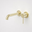 Caroma Liano II 175mm Wall Basin/Bath Mixer Tap Set Brushed Brass - The Blue Space