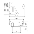 Caroma Liano II 175mm Wall Basin/Bath Mixer Plate Set Technical Drawing - The Blue Space
