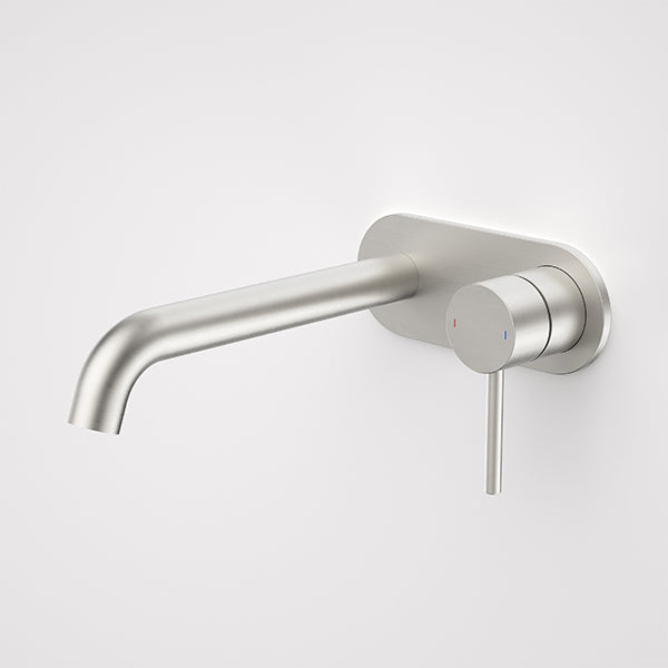 Caroma Liano II Lead Free Wall Basin/Bath Mixer Plate Set Brushed Nickel