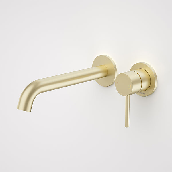 Caroma Liano II Lead Free Wall Basin/Bath Mixer Set Brushed Brass