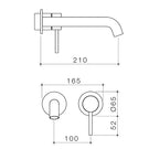 Caroma Liano II 210mm Wall Basin/Bath Mixer Plate Set Technical Drawing - The Blue Space
