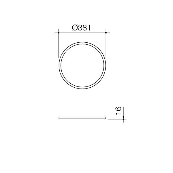 Caroma Liano II 400mm Round Basin Dress Ring Technical Drawing - The Blue Space