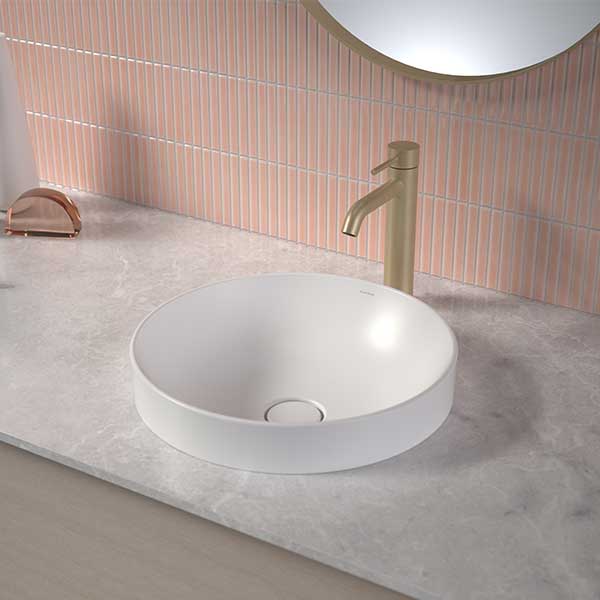 the blue space caroma liano ii 400mm round inset basin lifestyle image