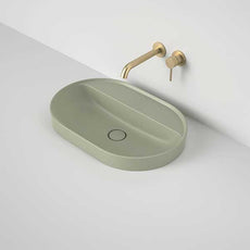 Caroma Liano II 600mm Pill Inset Basin With Tap Landing 0TH - Matte Green - The Blue Space