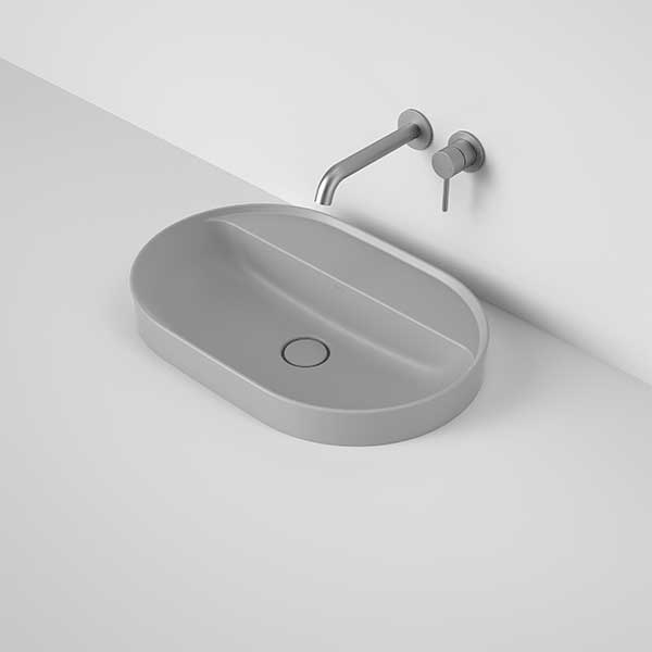 Caroma Liano II 600mm Pill Inset Basin With Tap Landing 0TH - Matte Grey - The Blue Space