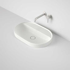Caroma Liano II 600mm Pill Inset Basin With Tap Landing 0TH - Matte White - The Blue Space