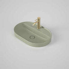 Caroma Liano II 600mm Pill Inset Basin With Tap Landing 1TH - Matte Green - The Blue Space