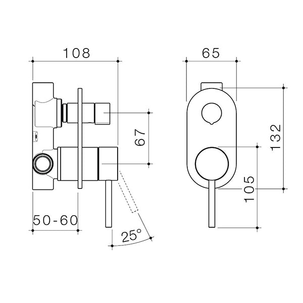 Caroma Liano II Bath/Shower Mixer with Diverter Chrome