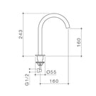 Technical Drawing: Caroma Liano II Hob Swivel Outlet 160mm